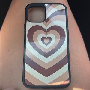 Brown and Tan Heart Pattern Phone Case for iPhone 12.